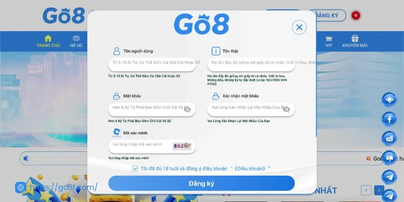 Cách đăng ký GO8 trải nghiệm game suôn sẻ